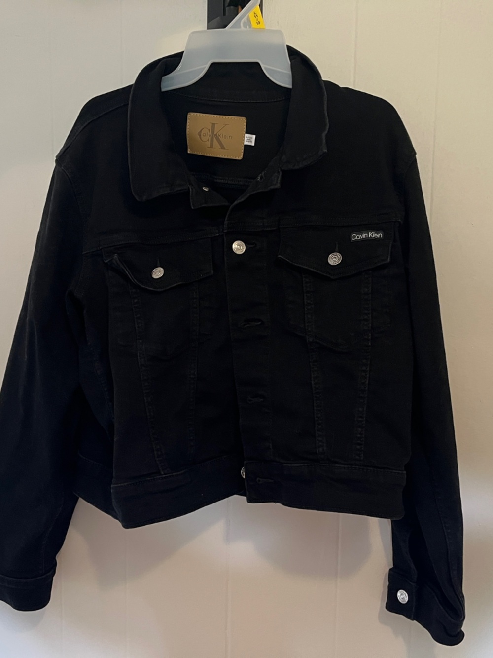 Calvin Klein Black Denim Jacket with Silver Buttons